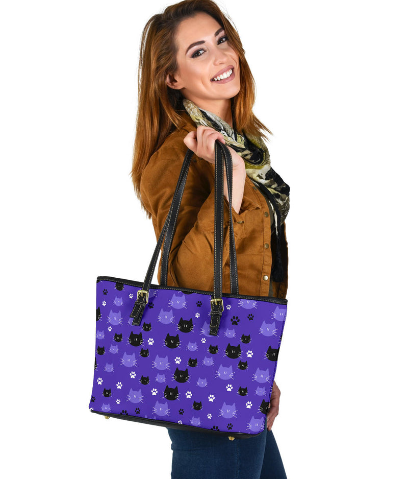 Purple Cat Faces Small Handbag