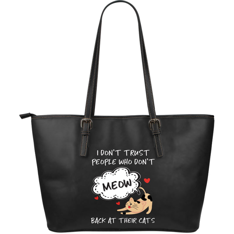 NP Meow Back At Their Cats Leather Tote Bag