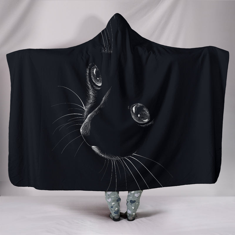 Black Cat Hooded Blanket