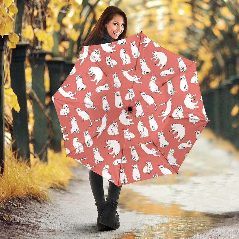 White Persian Cat Pattern Print Umbrellas