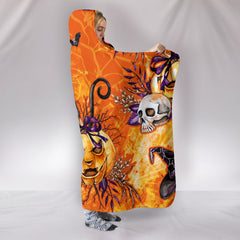 Black Cat Halloween Hoodie Blanket