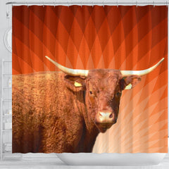 Amazing Salers Cattle (Cow) Print Shower Curtain-Free Shipping