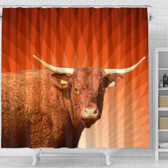 Amazing Salers Cattle (Cow) Print Shower Curtain-Free Shipping