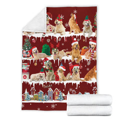 Golden Retriever Snow Christmas Blanket